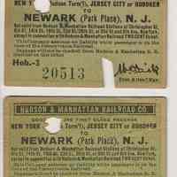 Printed tickets, 2, of the Hudson & Manhattan Railroad Co., 1917.