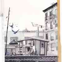 Gouache Illustration of Hoboken Pigeon Club, circa 1986
