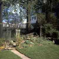 Color slide of the landscaped backyard of 907 Castle Point Terrace, Hoboken, May, 1972.