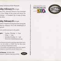 Postcard: From Another Time: Hoboken in the 1970s. February Lectures at the Museum. HHM, 2007.