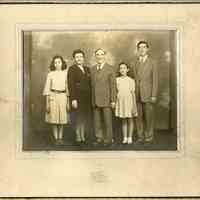 Sepia tone photographic portrait of the Schubin family, Hoboken, N.J., 1947. Mounted sepia tone photograph: The Schubin family, Hoboken, N.J., 1947.