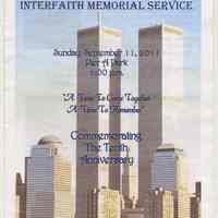 Program: Interfaith Memorial Service, Sunday, Sept.11, 2011. Pier A Park, Hoboken.