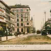 Color copy photo of a ca. 1910 postcard "Newark Str. looking West, Hoboken, N.J.," no date, ca. 1990.