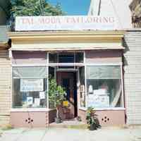 Color photo of sign and storefront for Italmoda Tailoring, 354 Sixth Street, Hoboken, Sept., 1-5, 2001.