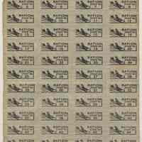          typical sheet of coupons or stamps, used; plane motif
   