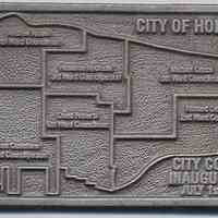 Paperweight commemorating City Council Inauguration on July 1, 1995 in Hoboken.