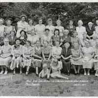 B+W copy photo negative of Annual Outing, Ladies Aid Society of St. Matthews Lutheran Church of Hoboken, Platzl Brauhaus, [Pomona, N.Y.], June 23, 1949.