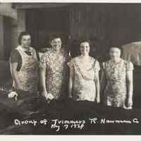 B+W photo of group of trimmers, R. Neumann & Co., Hoboken, August 7, 1939. , Hoboken, August 7, 1939.