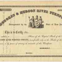 Stock certificate: Hoboken & Hudson River Turnpike Co., Hoboken, 185_, unissued blank form, ca. 1857-1859.