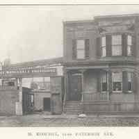 Printed B+W photograph of M. Koschel, Wholesale Provisions, 61-65 Paterson Ave., Hoboken, no date, ca. 1906-1908.