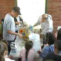 Color photos, 75, of mask making workshop at Hoboken Historical Museum, May 21, 2006.