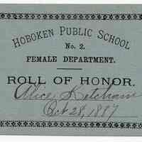          Reward of Merit 11: Alice Ketcham, Oct. 28, 1887
   