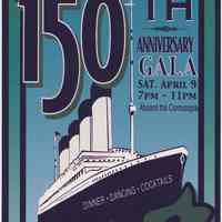 Announcement of 150th Anniversary Gala, Saturday April 9, [2005], Aboard the Cornucopia. Issued Hoboken, 2005.