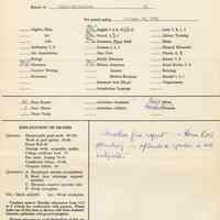 Digital images of six dated formal grade reports to parents for Paula Millenthal, eleventh grade, Stevens Hoboken Academy, Hoboken, 1953-1954.