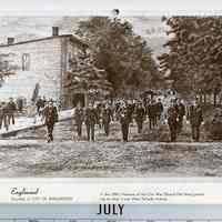          artwork for July: Englewood, 1890s Civil War Veterans parading W. Palisade
   