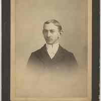 Cabinet photo of an unidentified man posed in studio, Hoboken, no date, ca. 1900.