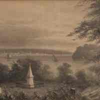 Print: The Weehawken Duelling [sic - Dueling] Ground - 1810. (Hamilton Monument) Probably issued ca. 1904-1910.