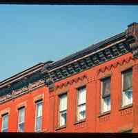          Color slide of detail view of cornices, brackets, friezes, window heads and brickwork on two unidentified buildings on Washington between 2nd and 3rd picture number 1
   