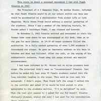 Memoir of Paul Samperi about a visit by Frank Sinatra to Demarest High School, Hoboken on Nov. 2, 1942.