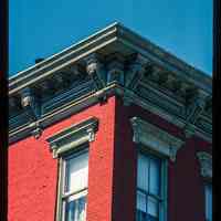          Color slide of detail view of cornice, brackets, dentils, frieze and window heads at 400 Grand on the NW corner with 4th picture number 1
   