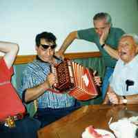 Color photo of the interior of the Monte San Giacomo Democratic Club, Inc. at 531 Adams St., during a Museum visit, Hoboken, July 9, 2000.