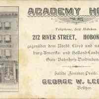 B+W Postcard: Academy Hotel, Hoboken, NJ