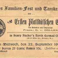 Postcard: Erste Plattdutscher Club, Hoboken, NJ