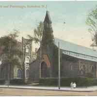 Postcard: Trinity Church and Parsonage, Hoboken, N.J. Postmarked Aug. 23, 1909.