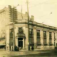 Sepia-tone photo of The Hoboken Trust Company at the northwest corner of 14th & Washington Sts., Hoboken,, no date, ca.1900.