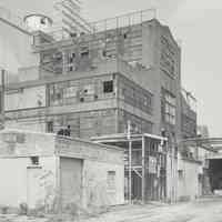 Digital image of B+W photo of former Maxwell House Coffee plant exterior, Extraction Building, east end, Hoboken, 2003.