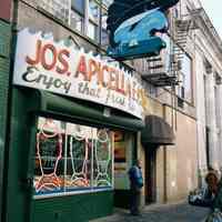 Color photo of a sign for Joseph Apicella & Sons, Seafood Market, 307 First St., Hoboken, Jan. 3 & 4, 2002.