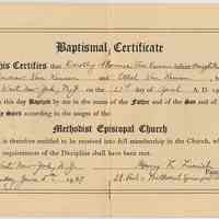 Baptism certificate for Dorothy Florence Van Keuren at St. Paul