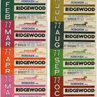 Tickets, transportation, 11: Conrail Monthly Commutation Ticket, between Hoboken & Ridgewood, Jan.to Nov. 1977.