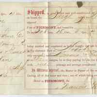 Bill of lading: iron ore from Sterling Iron & Railway Co. shipped on barge William Murtagh to Morris & Essex R.R., Hoboken, Oct. 8, 1867; shipment to Roberts Iron Co., Allentown, Pa.