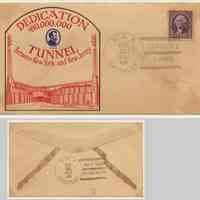 Postal cachet: Dedication $80,000,0000 Lincoln Tunnel Between N.Y. & N.J., Dec. 21, 1937.