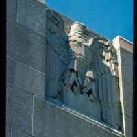          Color slide of close-up view of eagle bas-relief on the Steneck Trust Company building at 330 Grand on the SW corner with 4th picture number 1
   