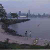 Color photo of Maxwell House Coffee plant beach at Hudson River near 11th St., Hoboken, n.d., ca. 2000-2002.