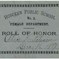          Reward of Merit 14: Alice Ketcham, Dec. 16, 1887
   