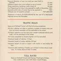          side 1, center panel: data about tunnel, traffic rules, toll rates
   