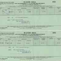 Eight quarterly City of Hoboken water bills from 1953-1954 to the Estate of James Miller for 716 Bloomfield St., Hoboken.