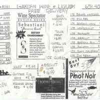 Handbill: Garden Wine & Liquor (700 Park Ave., Hoboken); n.d., ca. 1996-1997.