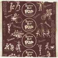 Wrapper for Tootsie Roll Pop, Chocolate Flavored. Sweets Co. of America, Hoboken, n.d., ca. 1938-1945.