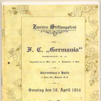          Program: 2nd Anniversary of founding of the F.C. Germania, Hoboken, Apr. 19, 1914. picture number 14
   