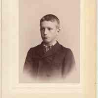 Cabinet photo of boy, probably taken in Hoboken, n.d, ca. 1892-1896. Mantellos mount.