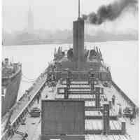 B+W photo of the main deck of an unknown cargo ship, Hoboken, June, 1941.