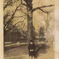Sepia-toned photo of young girl in Elysian Park, Hoboken, no date, ca. 1922-1924. of young girl in Elysian Park, Hoboken, no date, ca. 1920