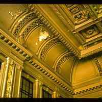 Color slide of interior detail view of the Lackawanna Terminal waiting room ceiling