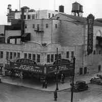 Sepia-tone photo of the exterior of recently opened Fabian Theatre, southeast corner of Newark & Washington Sts., Hoboken, December 18, 1928.