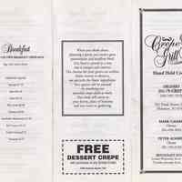 Menu: Crepe Grill. 525 Sinatra Drive, Hoboken, (2007.)