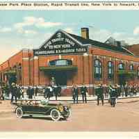          Digital image of Hudson & Manhattan R.R. postcard titled: New Park Place Station, Rapid Transit Line, New York to Newark, N.J. no date, ca. 1923. picture number 1
   